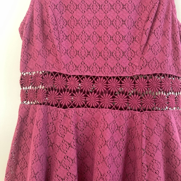 Free People burgundy lace mini skater dress - Picture 3 of 9